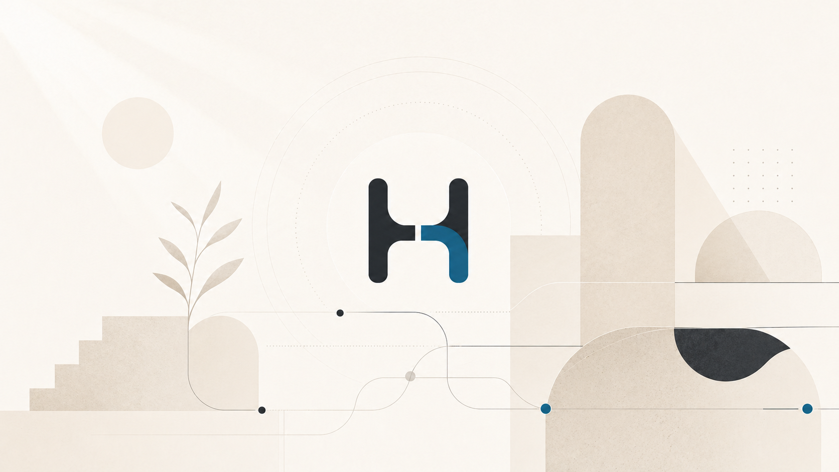 Abstract composition suggesting origin, roots, and clarity without tourist symbols.